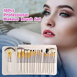 18 Pezzi Pennelli Trucco Set di 18 eleganti pennelli bianchi per il trucco