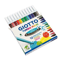 Carica l&#39;immagine nel visualizzatore di Gallery, Giotto Turbo Maxi Astuccio Da 12 Pennarelli A Punta Larga, 5 Mm, Super Lavabili, Multicolore, ‎12 Unità (Confezione da 1)