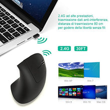 Carica l&#39;immagine nel visualizzatore di Gallery, GHB Mouse Verticale Wireless Ergonomico Ricaricabile 6-Tasti Nero
