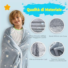 Carica l&#39;immagine nel visualizzatore di Gallery, HOME KOKO LOOK Plaid Magica Coperta Che Si Illumina al Buio 130x150cm Coperta Pile Plaid Fluorescenti Plaid Illuminante Coperta Bambino Natale Coperta Morbida Luminosa Regalo Bambino Bambina - Blu