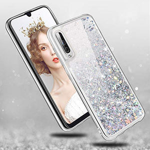 wlooo Cover per Samsung Galaxy A50, Glitter Argento