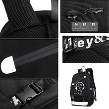 Carica l'immagine nel visualizzatore di Gallery, Hjkiopc Zaino per la scuola,con porta di ricarica USB,con serratura,luminoso,per computer portatile,borsa a tracolla in tela per ragazze,ragazzi,adolescenti, zaino all'aperto(Nero)
