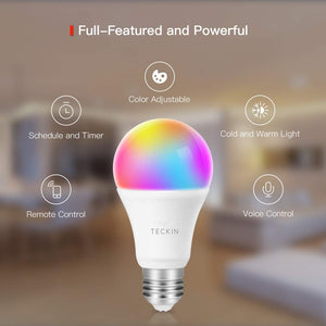 Lampadina Smart Con Luce Soffusa 2800k-6200k+RGBW, TECKIN E27 WiFi...