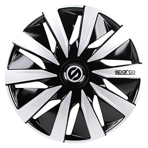 Sparco SPC1491BKSV Copriruota, Nero/Argento, 14