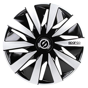 Sparco SPC1491BKSV Copriruota, Nero/Argento, 14", Set di 4 Nero/Argento