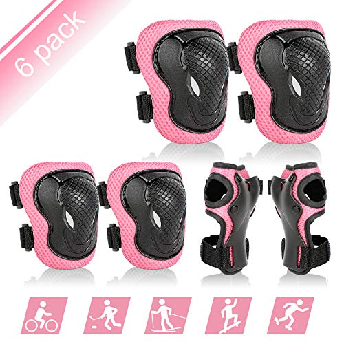 ValueTalks Protezione Kit per Bambini,Set Ginocchiere Gomitiere Pink