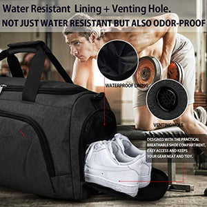 NUBILY Borsone Palestra Uomo Borsa Sportiva con Scomparto Scarpe Grande Nero