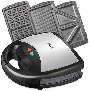 Tostiera, AICOK 800W 3 in1 Waffles Piastra in Acciaio 240*230*95mm - Ilgrandebazar