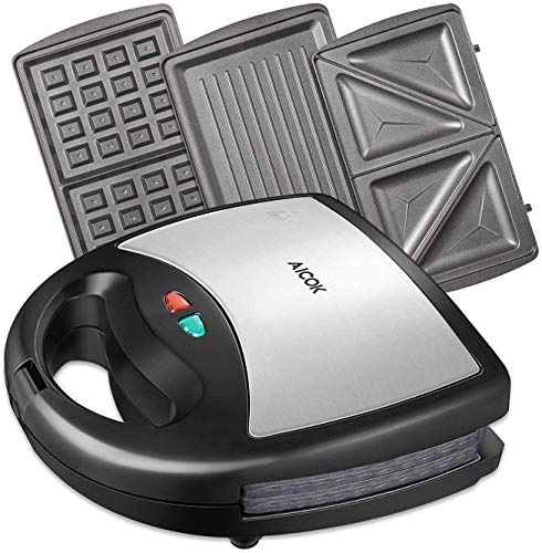 Tostiera, AICOK 800W 3 in1 Waffles Piastra in Acciaio 240*230*95mm - Ilgrandebazar