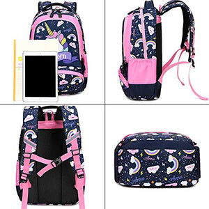 Unicorno Zaino Scuola Elementare Impermeabile Zaini Bambino Sacchetti 3rosa