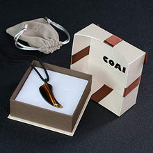 Carica l&#39;immagine nel visualizzatore di Gallery, COAI Pendente Dente di Lupo in Occhio Tigre, Collana da Uomo in...