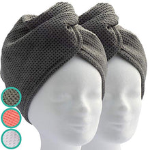 Carica l'immagine nel visualizzatore di Gallery, ELEXACARE turbante per capelli in microfibra. Set di 2 2x Grigio (Antracite) - Ilgrandebazar
