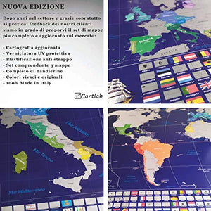 Cartlab poster mappa del mondo + Italia da grattare con bandiere - le...
