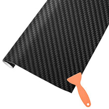 Carica l'immagine nel visualizzatore di Gallery, AOBETAK Adesivo Carbonio Fibra in Vinile con Raschietti in Plastica,1500 X 300mm 3D Adesivi Wrapping Sticker per Auto e Moto Fai-da-Te, Interno/Esterno, Pellicola Effetto Texture 3D, Nero Opaco