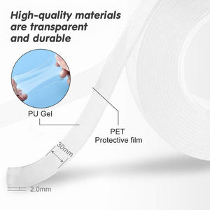 Nano Nastro Biadesivo Trasparente, 30mm Multifunzione 5M, Transparent - Ilgrandebazar