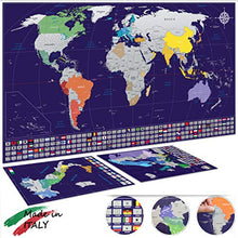 Carica l&#39;immagine nel visualizzatore di Gallery, Cartlab poster mappa del mondo + Italia da grattare con bandiere - le...
