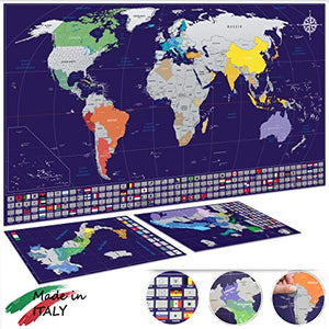Cartlab poster mappa del mondo + Italia da grattare con bandiere - le...