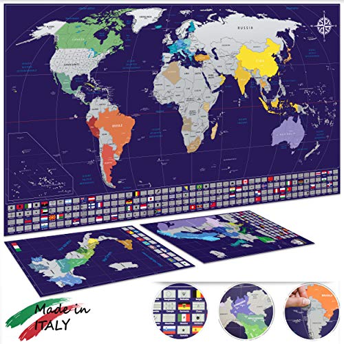 Cartlab poster mappa del mondo + Italia da grattare con bandiere - le...