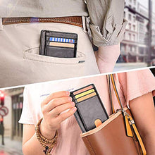 Carica l'immagine nel visualizzatore di Gallery, HELLOCAM Portacarte di Credito da Uomo Portacarte Uomo, Tascabile Portafoglio Uomo Sottile Blocco RFID - Nero Pelle Alta Qualità - Mini Porta Tessere Porta Documenti Porta Carte Di Credito - Regalo
