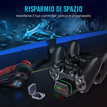 Carica l&#39;immagine nel visualizzatore di Gallery, Caricatore Controller PS4, VicTsing Base di Ricarica Doppio per Joystick Nero