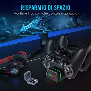 Caricatore Controller PS4, VicTsing Base di Ricarica Doppio per Joystick Nero