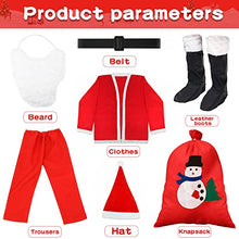 Carica l'immagine nel visualizzatore di Gallery, LPAOIS 7 Pezzi Costume da Babbo Natale Abito da Santa Claus in Rosso Deluxe Costume Babbo Natale Uomo Adulto Costume di Natale, Set per Costume di Babbo Natale o San Nicola per Natale,Festa a Tema