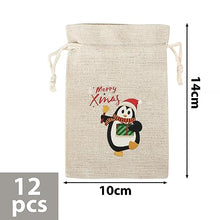 Carica l'immagine nel visualizzatore di Gallery, 12pz Sacchetti Natalizi in Stoffa Cotone Sacchetti Regalo Natale con Coulisse Sacchetti Biscotti Caramelle Natale Mini Borse Tela per Regali Confezione Natale