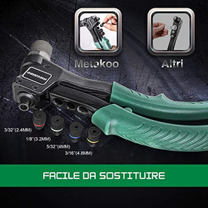 Rivettatrice, METAKOO Pistola per Rivetti con 40 Rivetti, Testine MHR01H