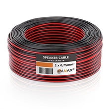 Carica l&#39;immagine nel visualizzatore di Gallery, MANAX – Cavo per altoparlante Box cavo 2 x 30m 0,75mm² - 2 Ringe, rosso/nero