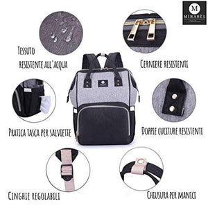 Zaino Mamma Multifunzione Neonato, Fasciatoio Impermeabile nero grigio - Ilgrandebazar