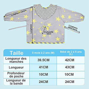 Lictin 3 Pezzi Bavaglino a Manica Lunga - Impermeabile Unisex L-100 - Ilgrandebazar