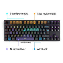 Carica l&#39;immagine nel visualizzatore di Gallery, DREVO Tyrfing V2 Tastiera Meccanica Gaming 88 Tasti Layout Red Switch, Nera
