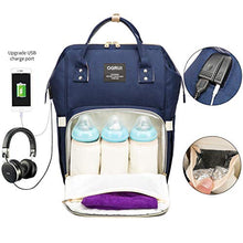 Carica l'immagine nel visualizzatore di Gallery, Zaino Mamma neonato Fasciatoio, Multifunzione Bambino Borsa Nappy Navy Blu 3