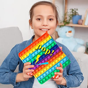 Pop it 10x10 con Il Numero,l’arcobaleno popit Gioco,poppit Giocattoli per ridurre lo stress dei bambini e degli adulti,Grande Quadrato Fidget Toys,Gigante da 100 pupit,da Fidget Toys Set (100 pupit)