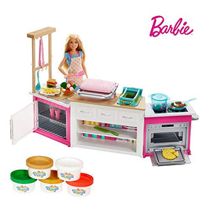 Barbie FRH73 - Cucina da Sogno con Bambola, 5 Aree di Gioco, Pasta... - Ilgrandebazar