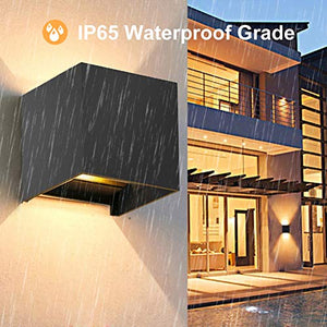 OOWOLF Lampada a Parete Esterno IP65 2 Pezzi LED Impermeabile, Nero-2