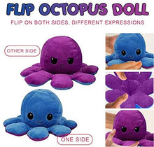 Carica l'immagine nel visualizzatore di Gallery, Polpo reversibile, giocattoli morbidi a doppia faccia, polpo farcito, mini polpo carino, bambola di peluche, regali creativi per bambini / ragazze e ragazzi / amici (Rosa + blu)