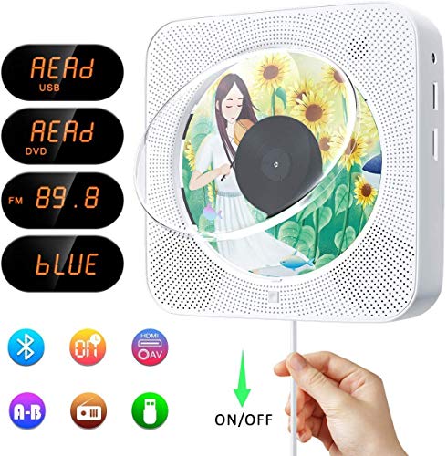 Lettore CD/DVD portatile, lettore musicale Bluetooth con montaggio a...
