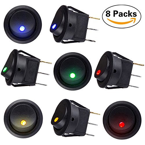 Sunerly, interruttore rotondo on-off illuminato per auto, barca, camion,...