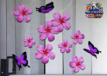 Carica l&#39;immagine nel visualizzatore di Gallery, Fiore frangipani plumeria rosa doppio + farfalla grande adesivi auto... - Ilgrandebazar