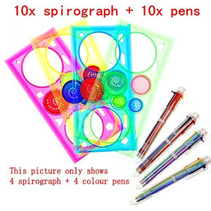 JZK 10 x Spirografo per Bambini Mandala + 10 Penne Colorate a multicolore - Ilgrandebazar