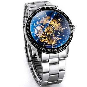 Alienwork IK Orologio Nero/Movimento D'oro/Cinturino In Metallo Argento - Ilgrandebazar