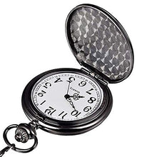 Carica l'immagine nel visualizzatore di Gallery, JewelryWe Orologio da Tasca Caso Bianco Quadrante in Acciaio Nero - Ilgrandebazar