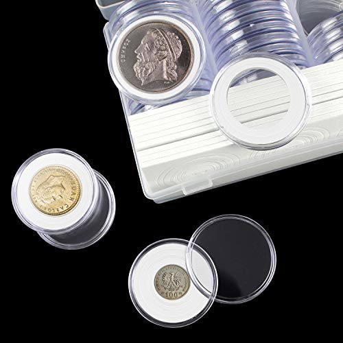 Custodie Monete 30mm 200 Capsule Per Monete Da 30mm Con Guarnizioni - Scatole Incluse Per Collezionismo E Conservazione Protezione Monete Trasparente - Foto 2