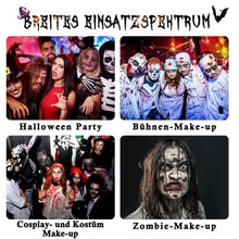 Carica l'immagine nel visualizzatore di Gallery, FURTIME Halloween Sangue Finto, 60ml Sangue Artificiale Fresco, 60ml Sangue Finto Rosso Scuro, Denti da Zombi, 30 Tatuaggi Temporanei per Cicatrici, Trucco per Cicatrici da Vampiro di Halloween