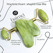 Carica l'immagine nel visualizzatore di Gallery, BAIMEI Gua Sha Tool e Rullo Di Giada, Massaggiatore Viso e Collo, Gua Sha Lenisce, Calma e Rilassa La Pelle, Elimina Il Gonfiore Degli Occhi