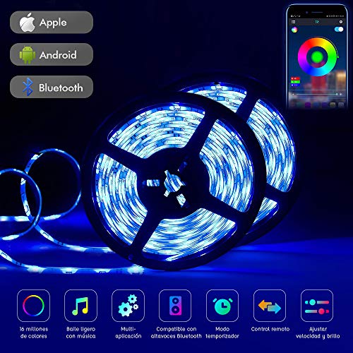 Striscia LED 10m, IP65 Impermeabile 12V Striscia, Bluetooth 20 Tasti...