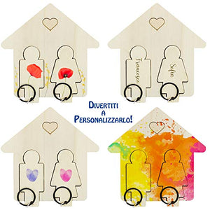 Portachiavi Coppia Casa Eco Legno Personalizzabile 2.0 Idea Regalo Originale... - Ilgrandebazar