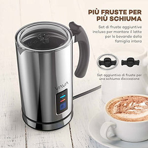 NWOUIIAY VAVA Montalatte Elettrico 500W 240mL Schiumatore Acciaio Inox Caffè Argento