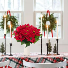 Carica l&#39;immagine nel visualizzatore di Gallery, YUAENFI 4 Pezzi Fiori di Natale Artificiali Fiori Artificiali Natalizi Rossi Stella di Natale Fiori Finti Natalizi per Decorazioni Ghirlanda Corona Centrotavola Negozio la Casa